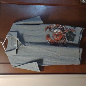 Gap boys xxl 14/16 crab king painted graphic textured artwork ocean nautical